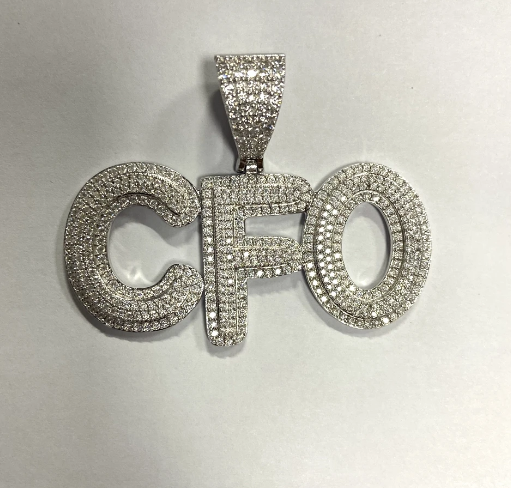 S925 Silver Iced Out CFO Letter Moissanite Diamond Pendant Necklace